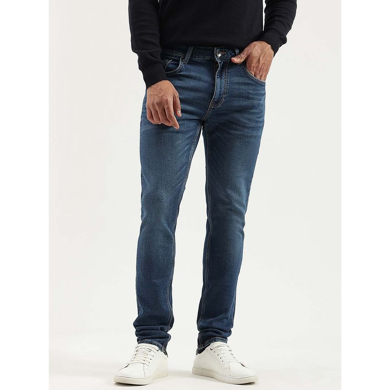 United Colors of Benetton Blue Solid Skinny Fit Jeans (42)