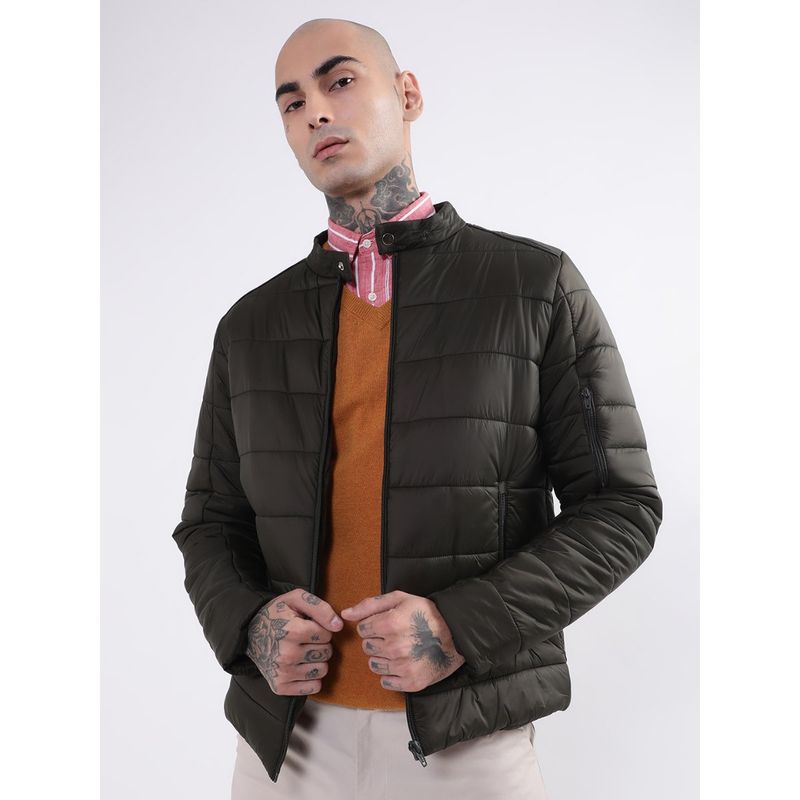 HARSAM Men Olive Solid Jacket (L)