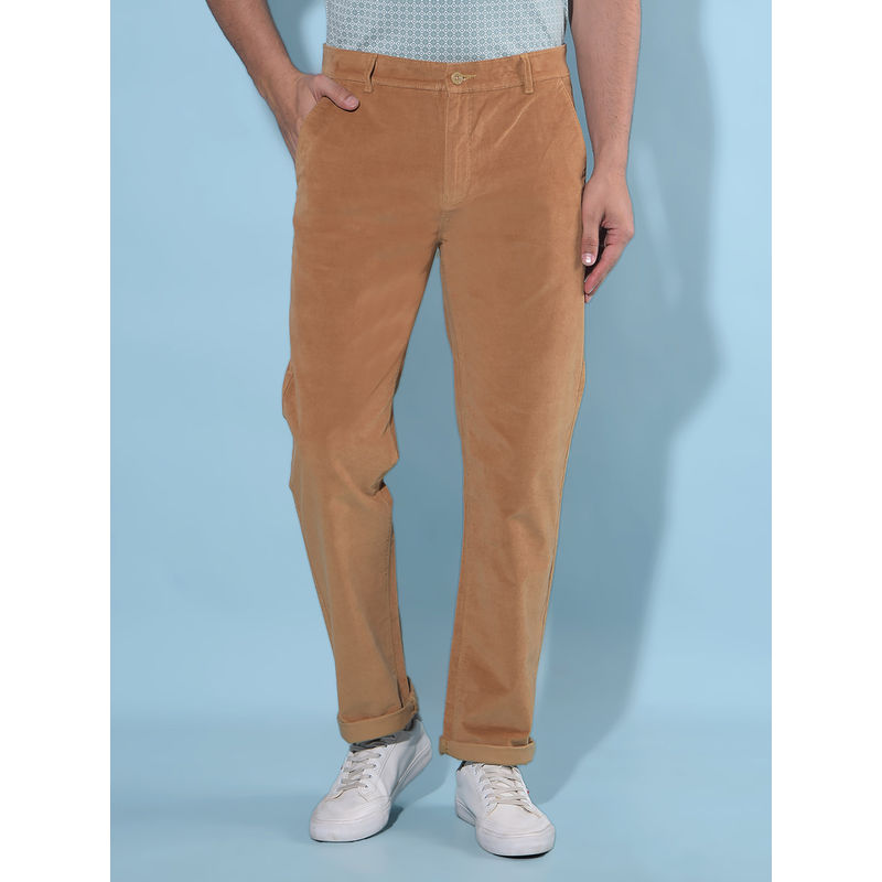 CRIMSOUNE CLUB Mens Tan Straight Stretchable Trousers (30)