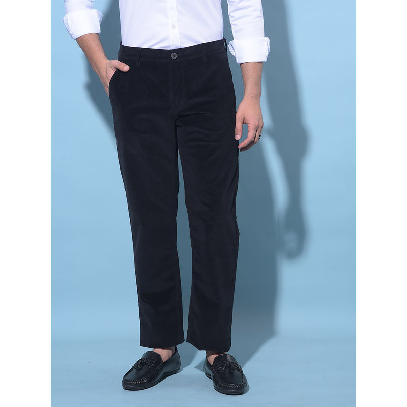 CRIMSOUNE CLUB Mens Black Straight Stretchable Trousers (32)