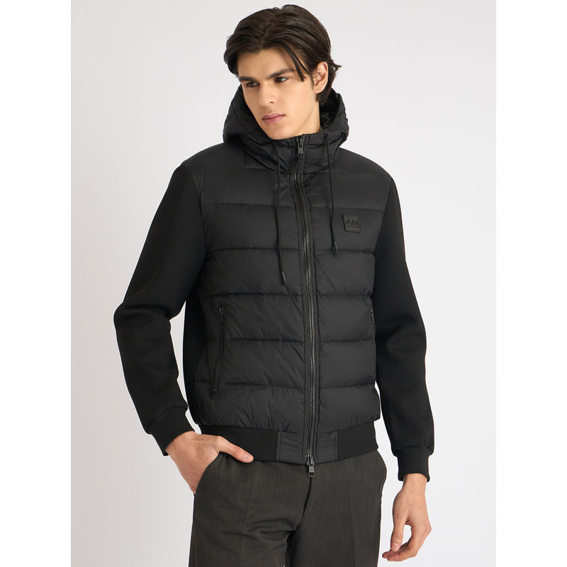 Antony Morato Men Black Solid Hooded Full Sleeves Puffer Jacket (S)