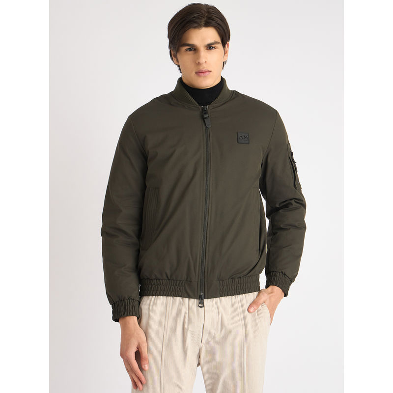 Antony Morato Men Green Solid Full Sleeves Bomber Jacket (S)