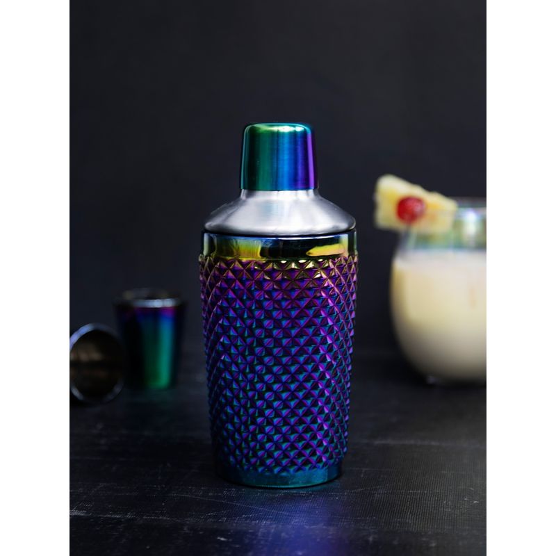 BarCraft Tropical Chic Rainbow Studded Boston Cocktail Shaker, 300Ml