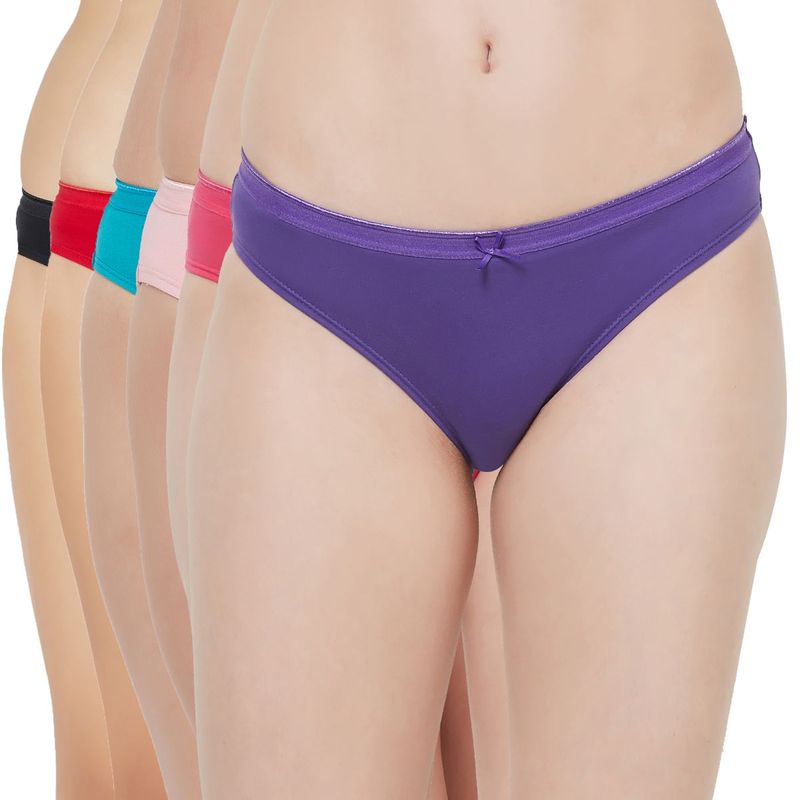 SOIE Women's Solid Brief Panty Combo (Pack of 6) - Multi-Color (L)