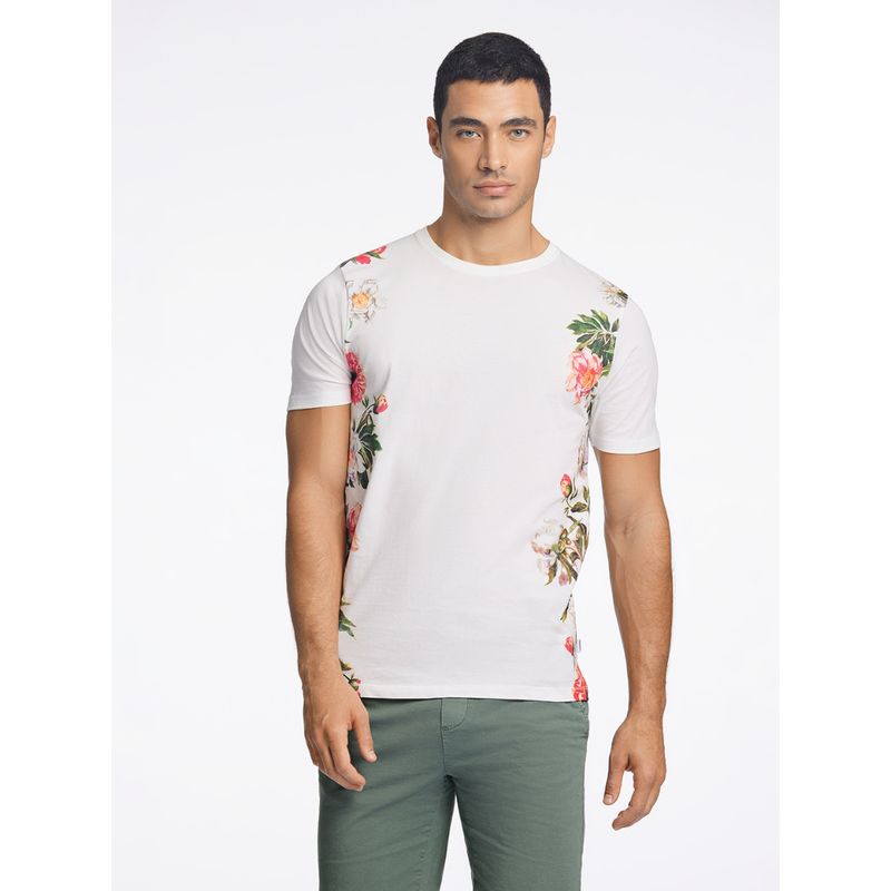 LINDBERGH Off White Printed Round Neck T-Shirt (M)
