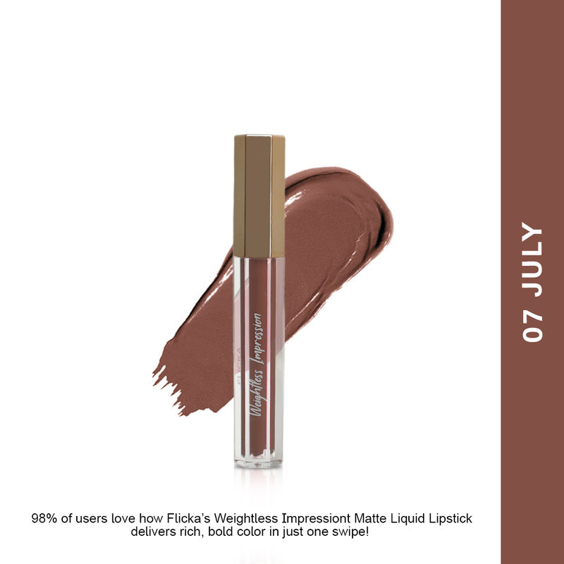 FLiCKA Weightless Impressions Liquid Lipstick Lightweight Long Lasting Smudgeproof - 07 July