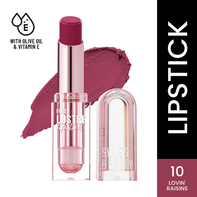 Swiss Beauty High Shine Finish Smooth Glide Pure Lustre Lipstick - 10 Lovin' Raisins