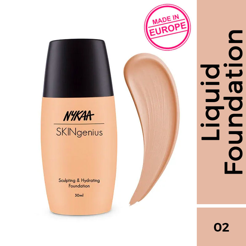 Nykaa SKINgenius Sculpting & Hydrating Dewy Foundation For Dry Skin - Almond Beige - 02