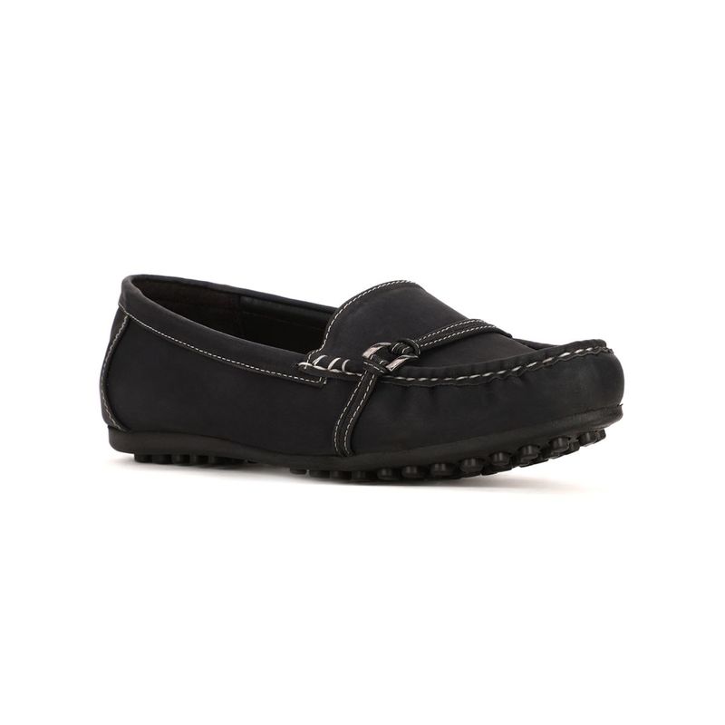 Bata Solid/Plain Black Loafers (UK 5)