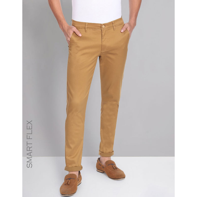 AD By Arvind Dualfx Solid Twill Chinos (38)