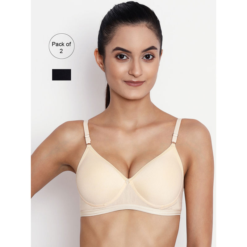 Abelino Pack Of 2 Non-wired Lightly Padded T-shirt Bras. - Multi-Color (40B)