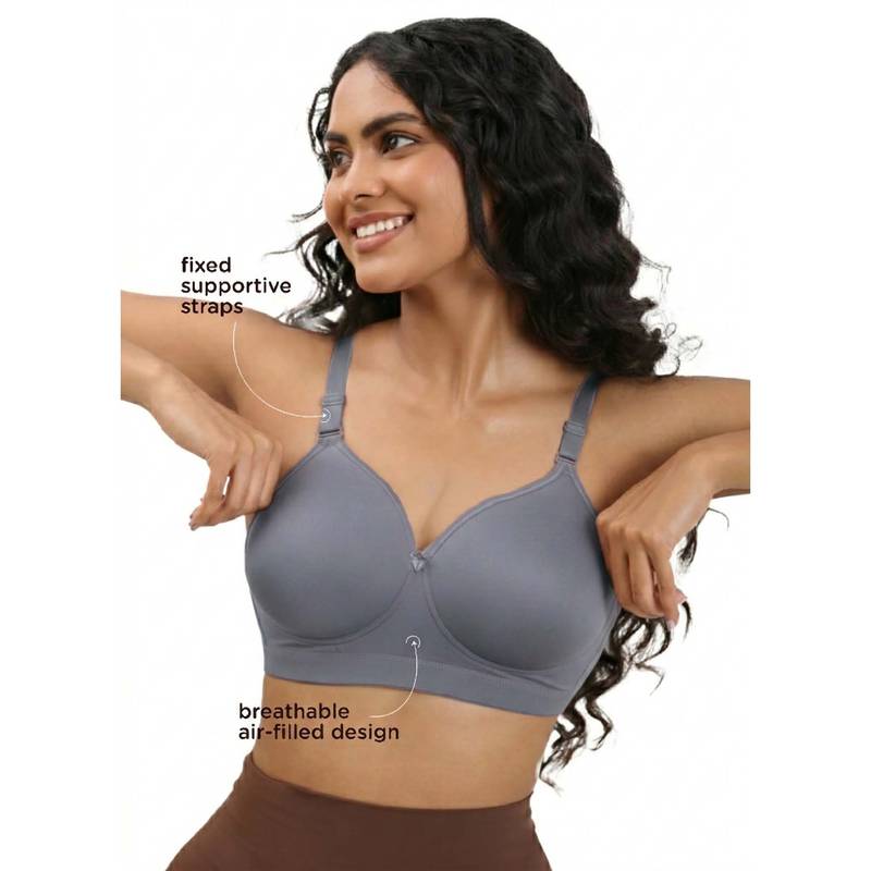 BLOSSOM Full Coverage Minimizer Concealed Elastic Band Non-Padded Blue Bra (36F)