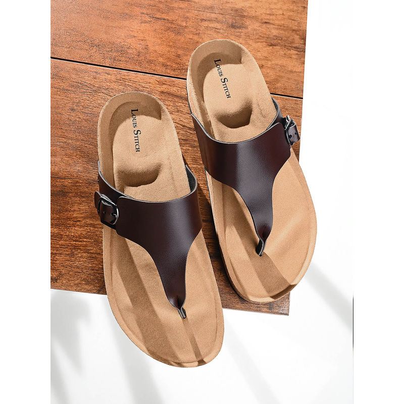 Brown Open Toe Lightweight Thong Style Cork Sandal (UK 7)