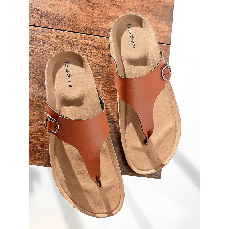 Tan Open Toe Lightweight Thong Style Cork Sandal (UK 7)