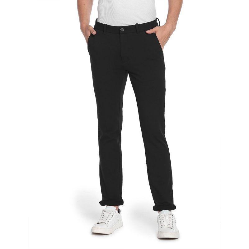 Arrow Sports Jackson Skinny Fit Premium Knit Chinos Black (30)