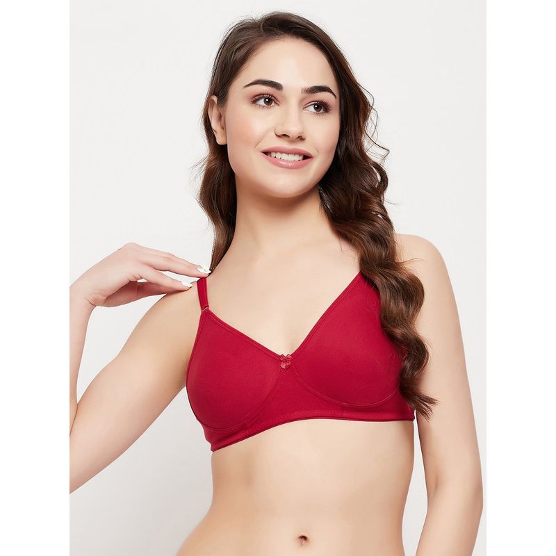 Clovia Cotton Printed Non-Padded Full Cup Wire Free Full Figure Bra - Maroon (38B)