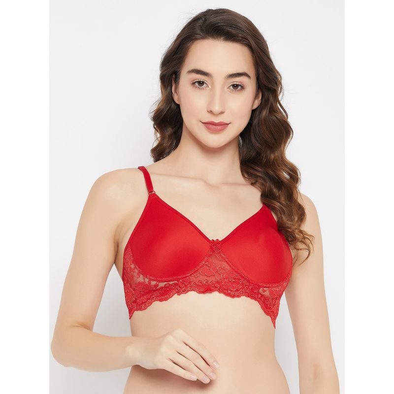 Clovia Cotton Printed Non-Padded Full Cup Wire Free Full Figure Bra - Red (38B)