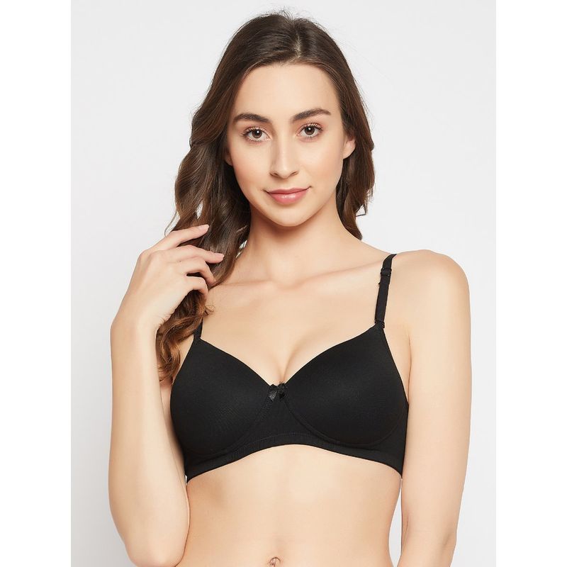 Clovia Polyamide Printed Padded Full Cup Wire Free T-Shirt Bra - Black (34B)