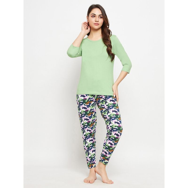 Clovia Cotton Printed Top & Pyjama (Set of 2) (S)