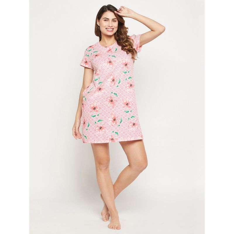 Clovia Cotton Printed Short Night Dress (S)