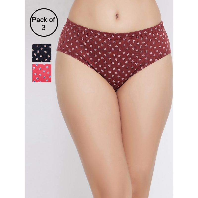 Clovia Cotton Medium Waist Inner Elastic Hipster Panty (Pack of 3) (2XL)