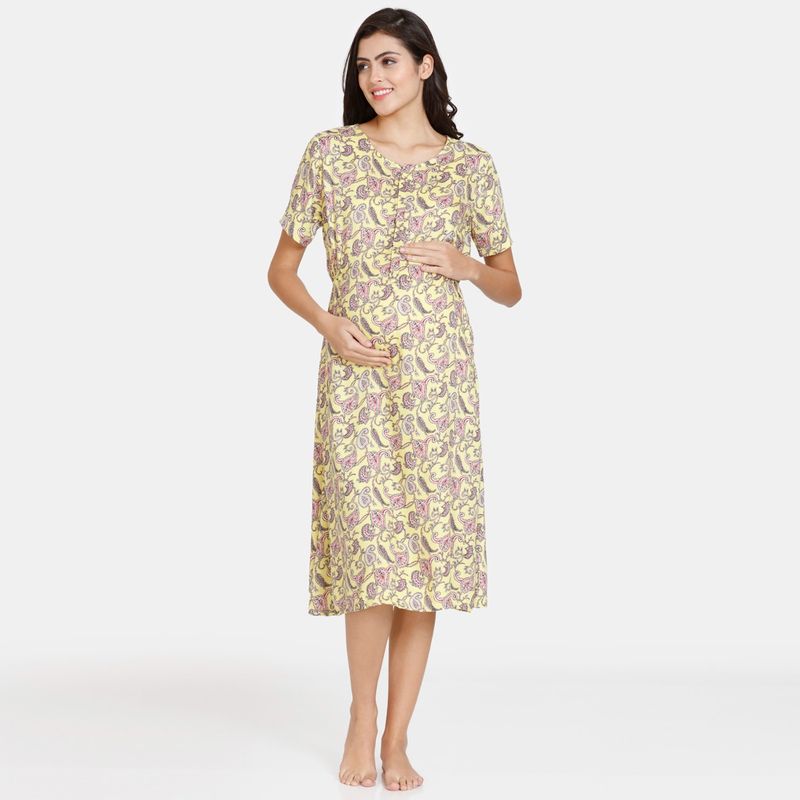 Zivame Coucou Maternity Woven Loungewear Dress Vibrant Yellow Buy