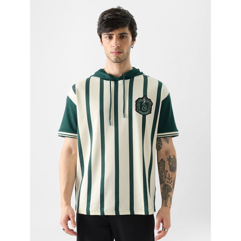 The Souled Store Official Harry Potter- Slytherin Rugby Set Men Hooded T-Shirt (M)