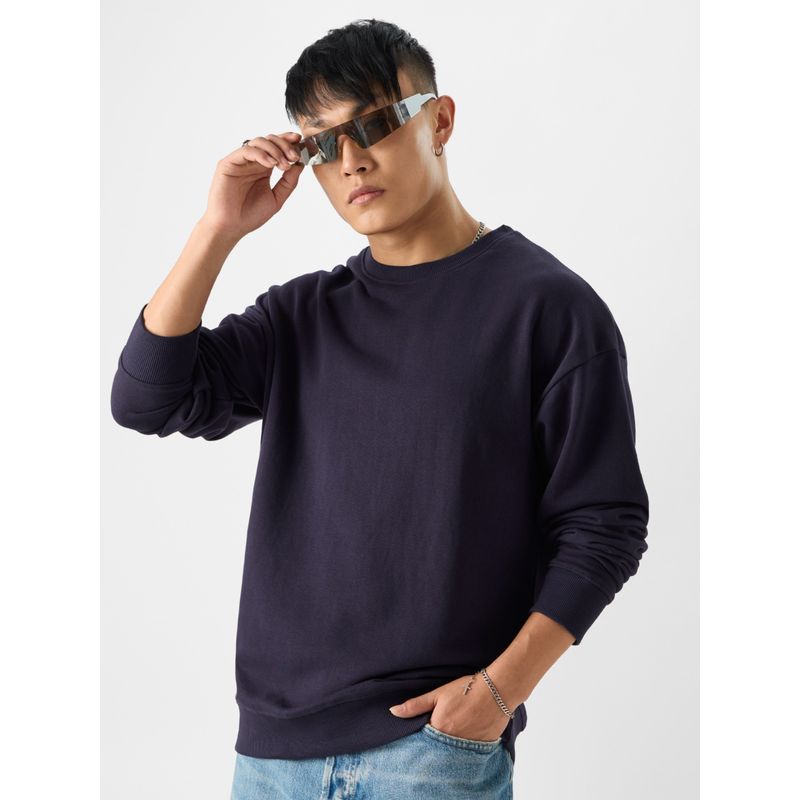The Souled Store Original Solids- Berry Men Oversized Sweatshirt (S)