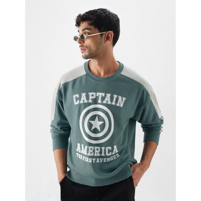 The Souled Store Captain America- America's Hero Men Oversized Sweatshirt (XL)