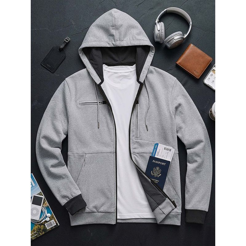Bewakoof Men Bleach Melange Travel Reversible Hoodie (S)