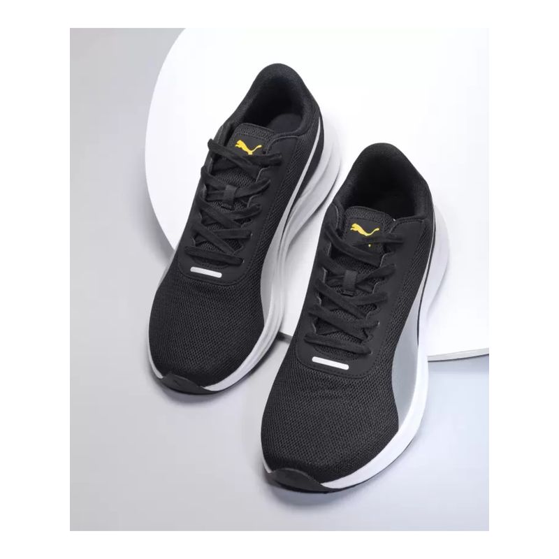 Puma Men Fierce Runner Black Silver Yellow Sizzle Running Shoes (UK 8)