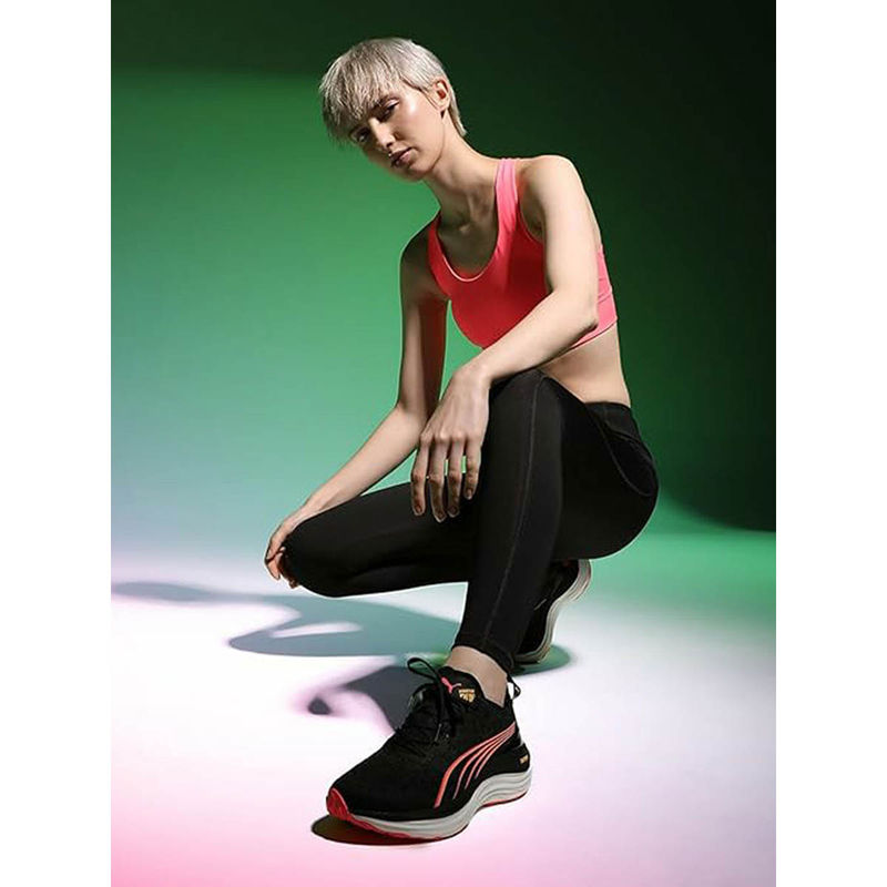 Puma Women ForeverRun Nitro WNS Black Sunset Glow Sun Stream Running Shoes (UK 5)