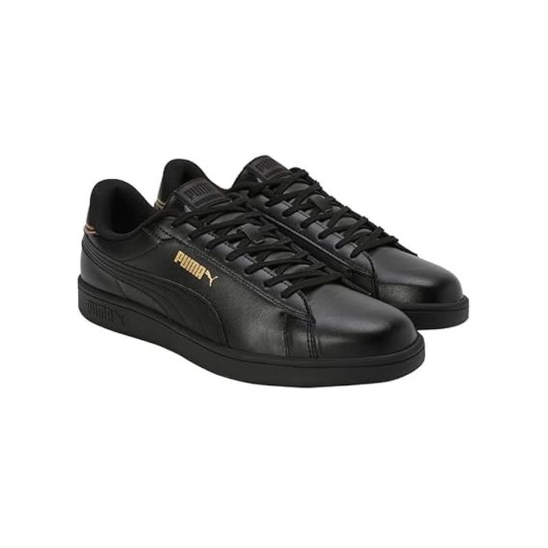 Puma Men Smash Pop Black Metallic Gold Sneakers (UK 7)