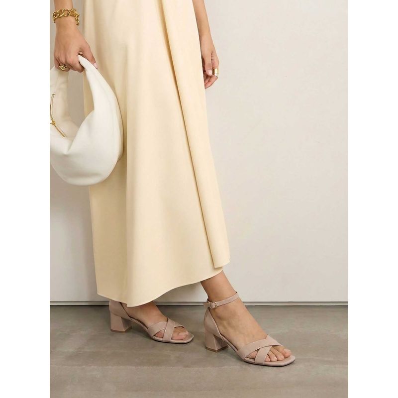 Lemon & Pepper Mauve Block Heel Ankel Strap Sandals (EURO 36)