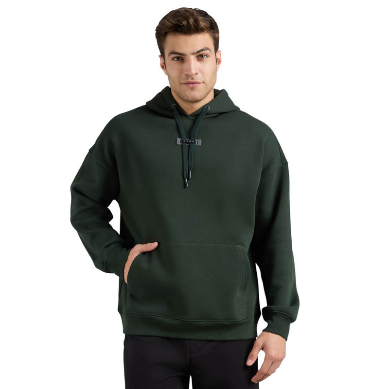 SKECHERS Green Solid Regular Fit Hoodie (XL)
