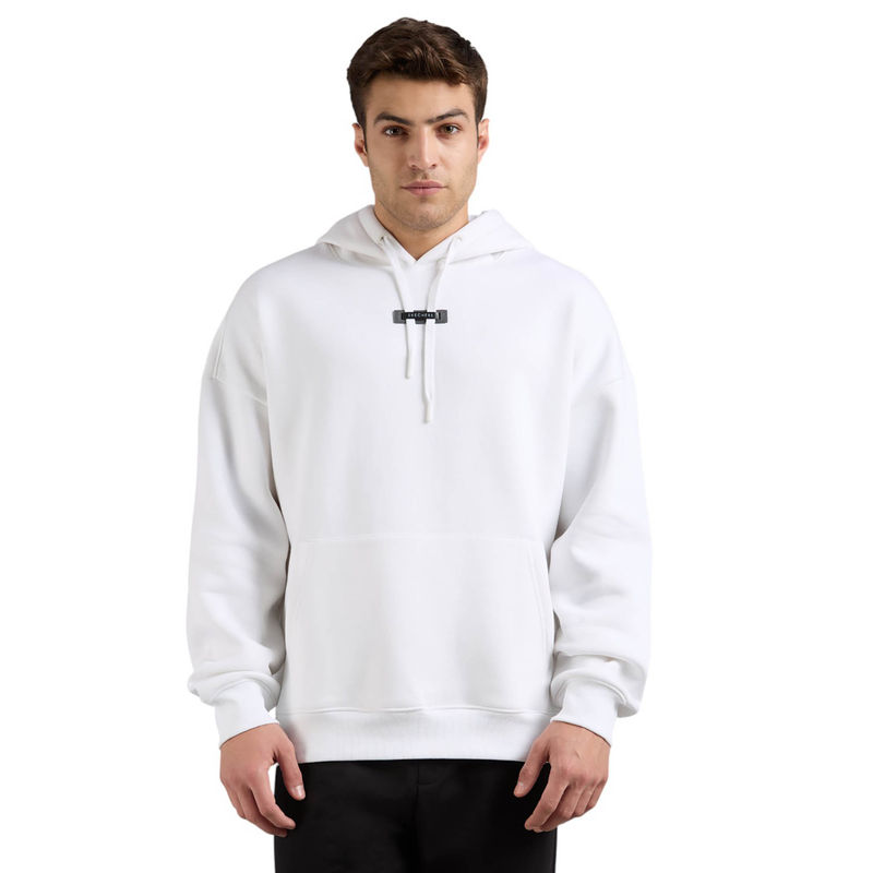 SKECHERS White Solid Regular Fit Hoodie (L)