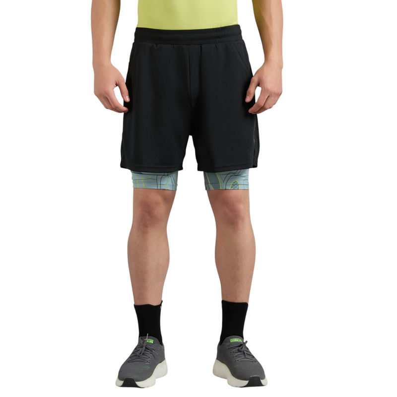 SKECHERS Black Solid Regular Fit Shorts (XL)