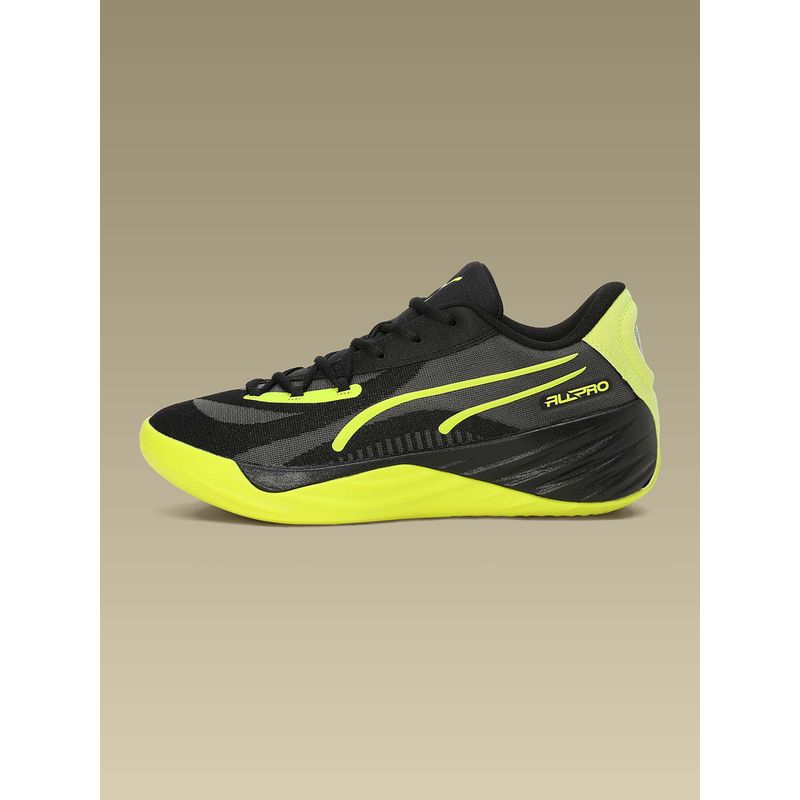 Puma All-Pro Nitro Unisex Black & Yellow Basketball Shoes (UK 7.5)