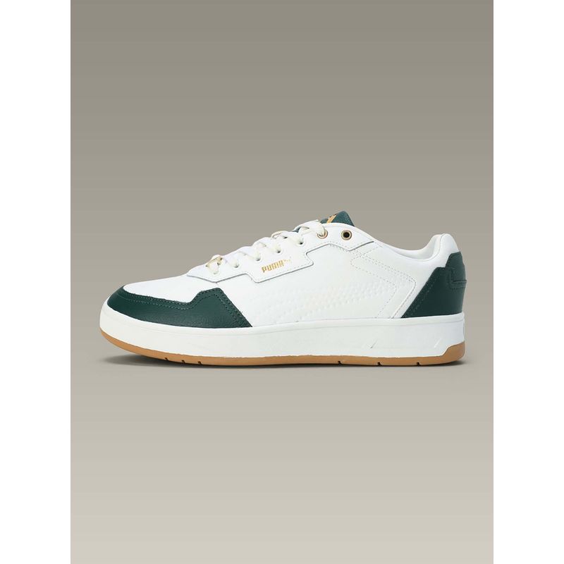 Puma Court Classic Lux Unisex White & Green Sneakers (UK 11)