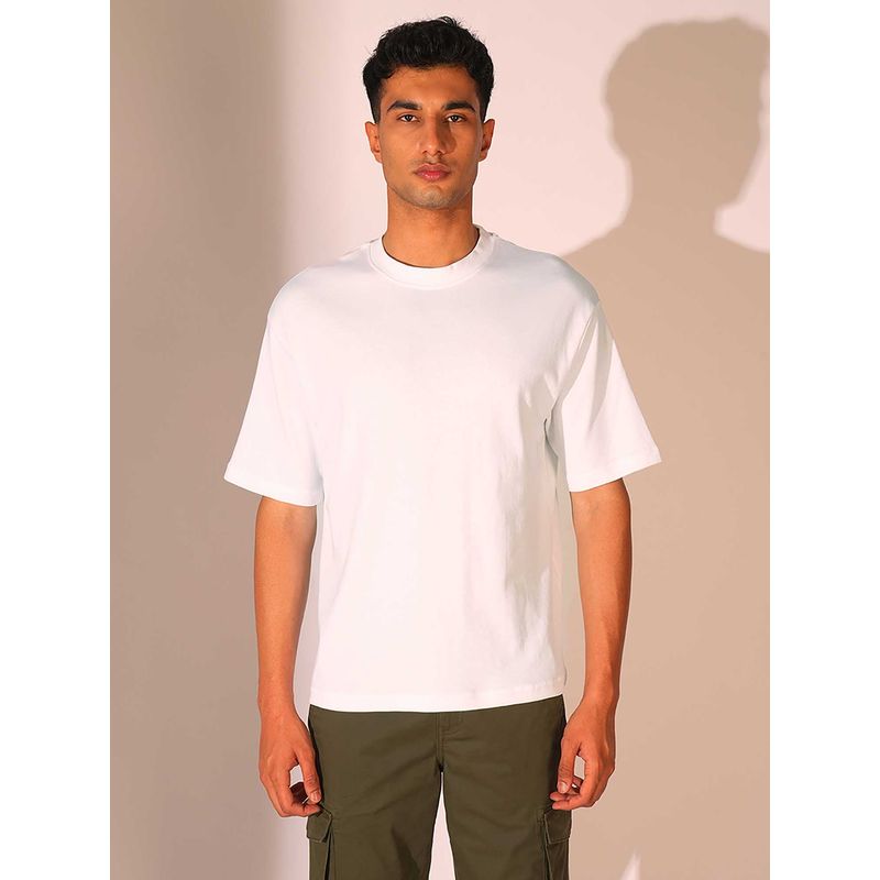 Selected White Solid Regular Fit T-Shirt (S)