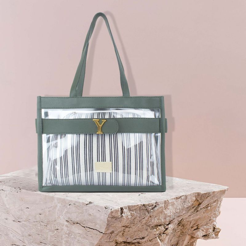 Buy Yelloe Green PVC Transparent Handheld Bag Online