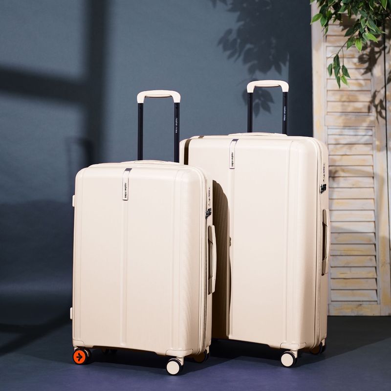 Nasher Miles Unisex White The Line Hard-Sided Polypropylene Trolley Bags (Set of 2) (M/L)