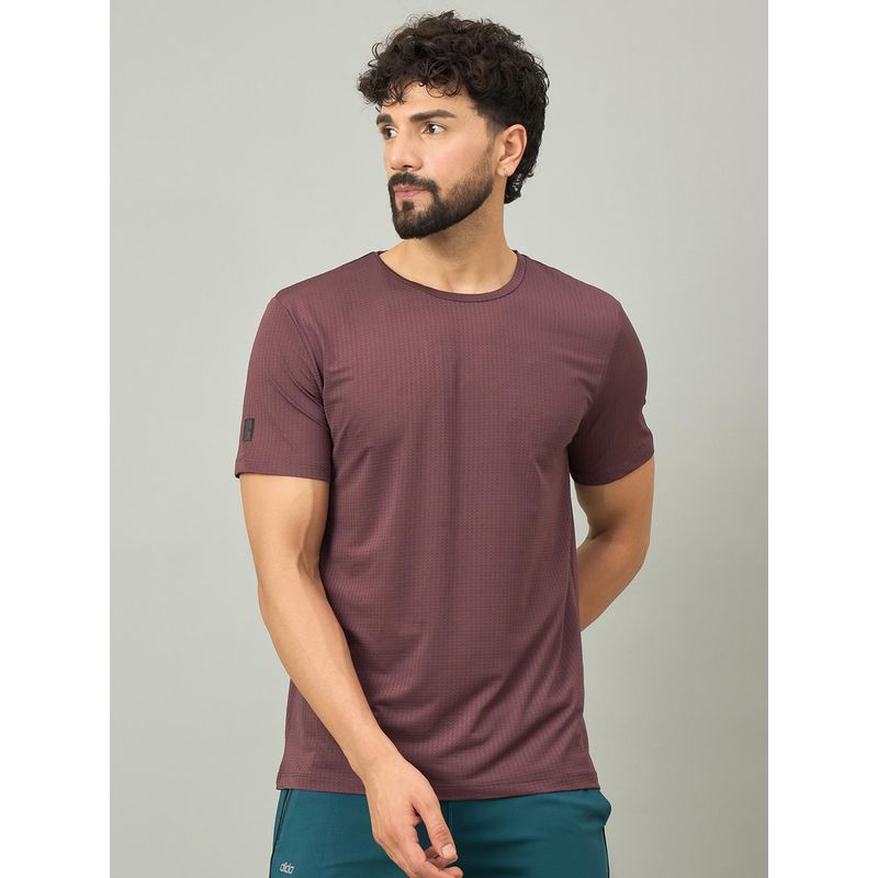 Dida Men Purple Polyester Stripes Half Sleeves Regular Fit T-Shirt (L)