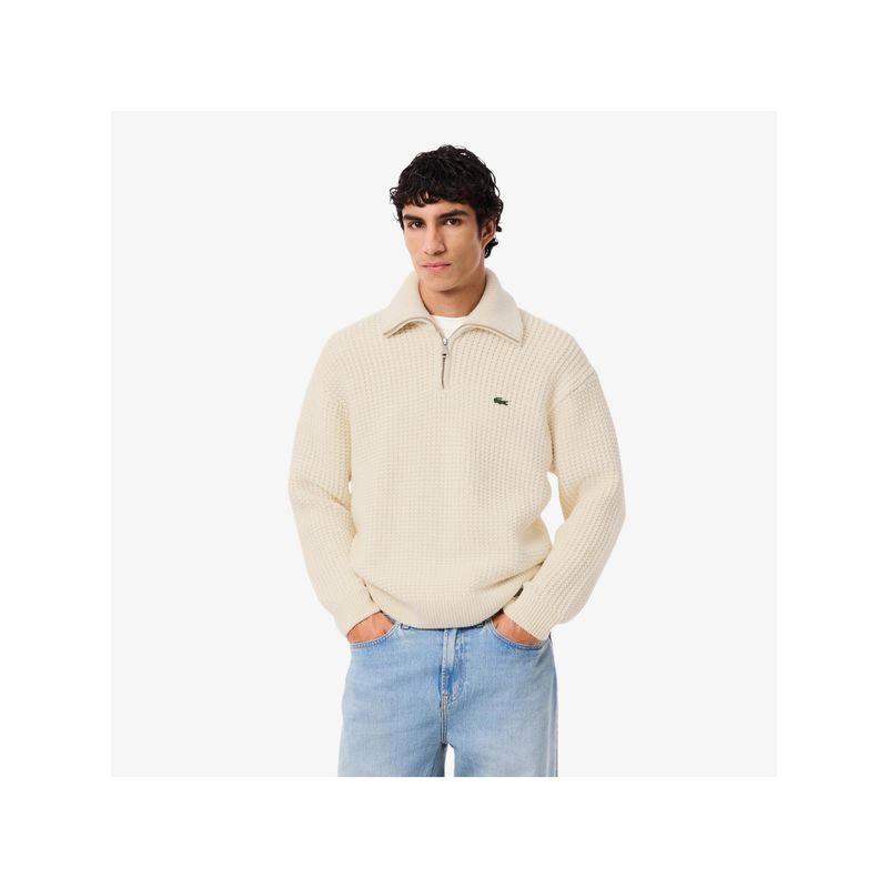 Lacoste High Neck Half Zipper Heavy Wool Sweater (XL)