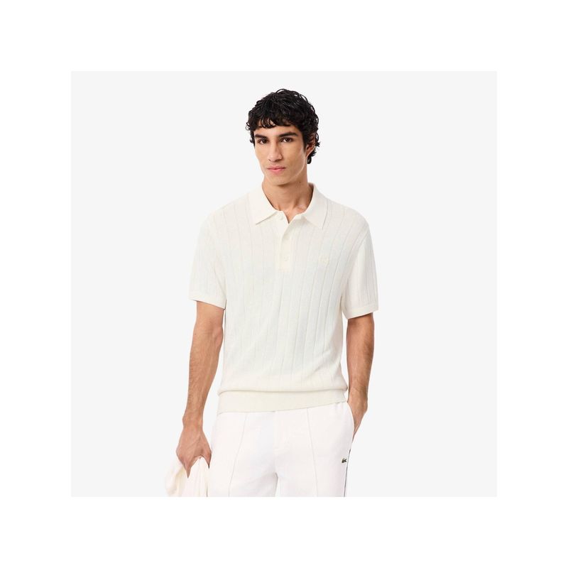Lacoste Fluid Ribbed Knit Polo Collar Sweater (M)