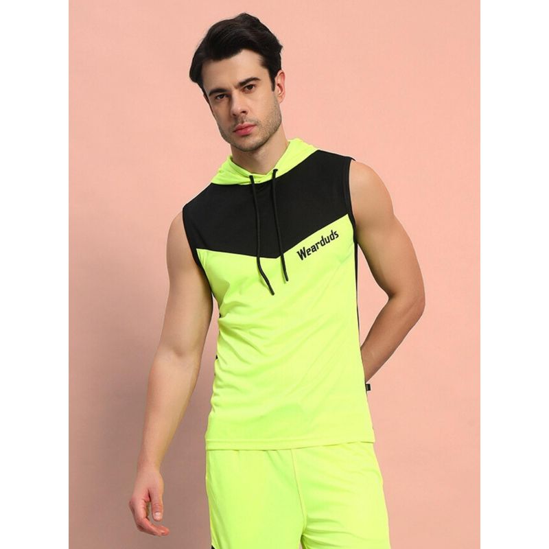 WEARDUDS Men Green Polyester Self Design Oversized Tank Top (XS)