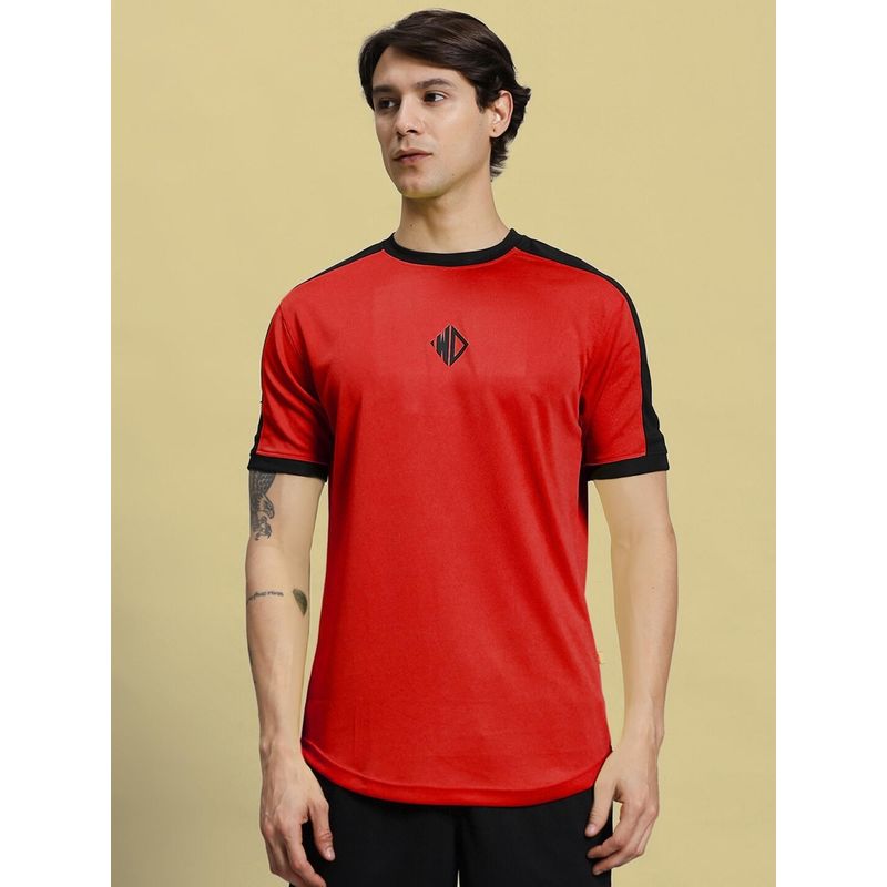 WEARDUDS Men Red Polyester Colorblock Regular T-shirt (XS)