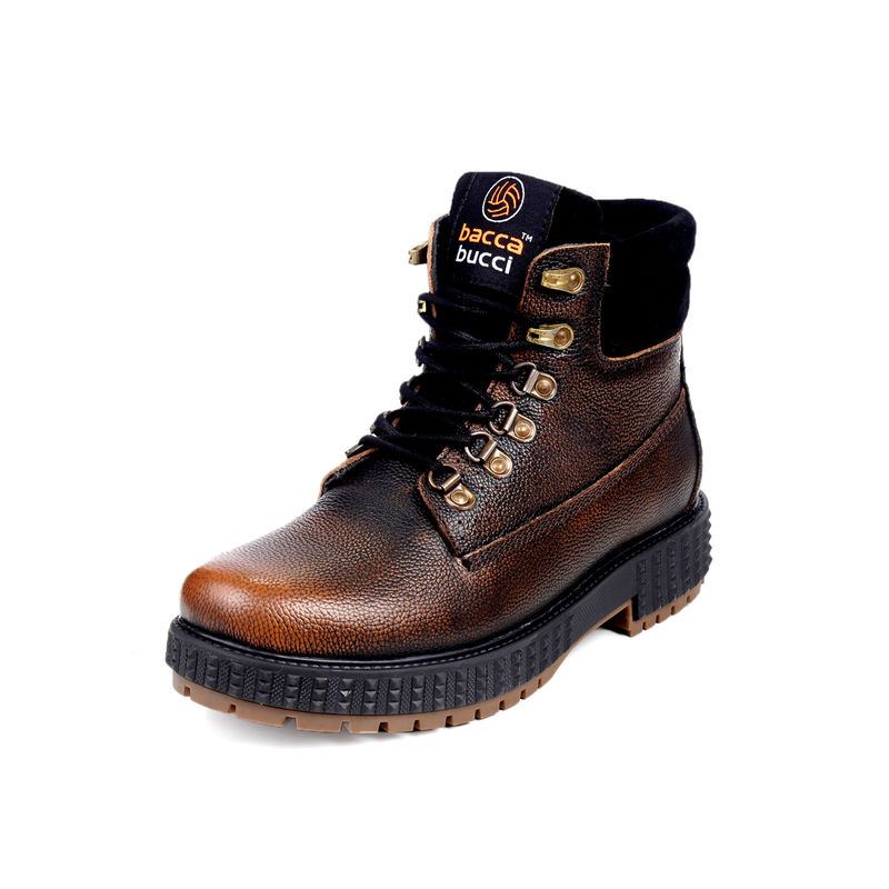 Bacca Bucci Mens Storm Surge Water & Oil Resistant Full Grain Leather Boots Brown (UK 9)