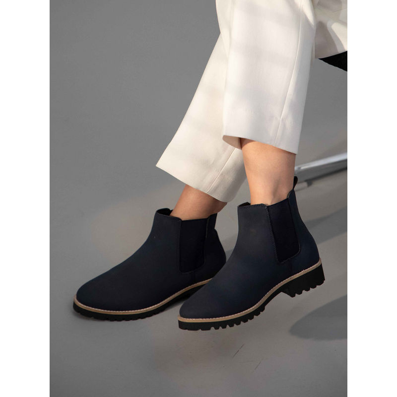 Yoho Navy Blue Comfortable & Casual Chelsea Boots for Women (UK 6)