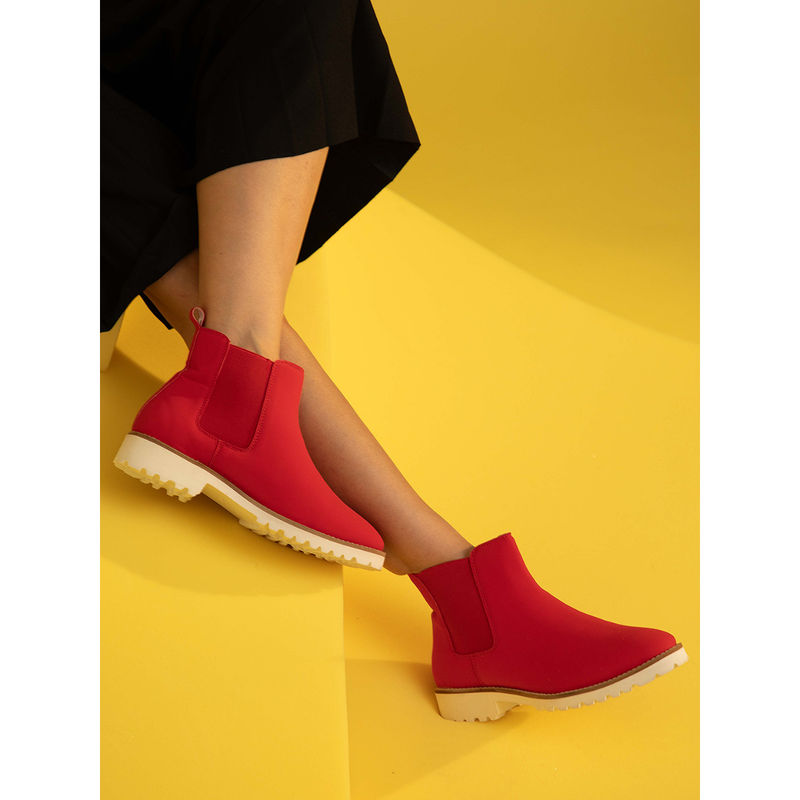 Yoho Red Comfortable & Casual Chelsea Boots for Women (UK 3)